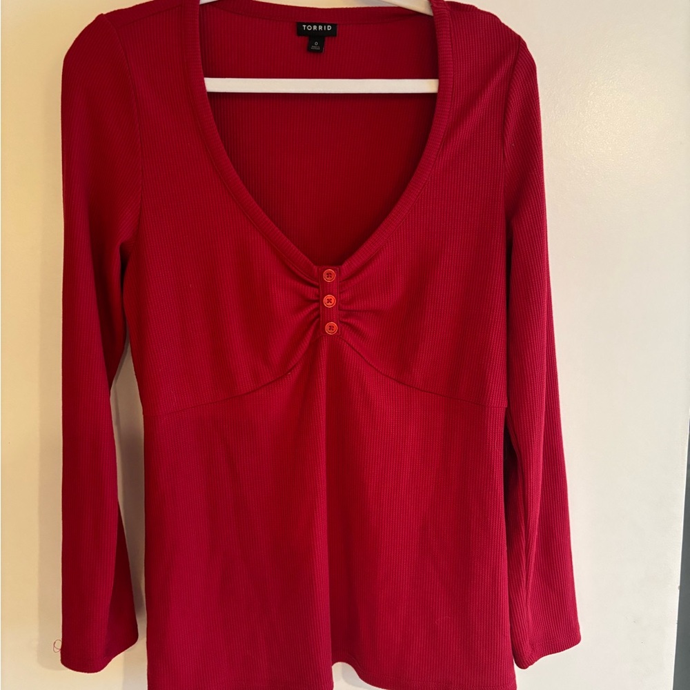 Torrid Deep Red Long Sleeve Blouse